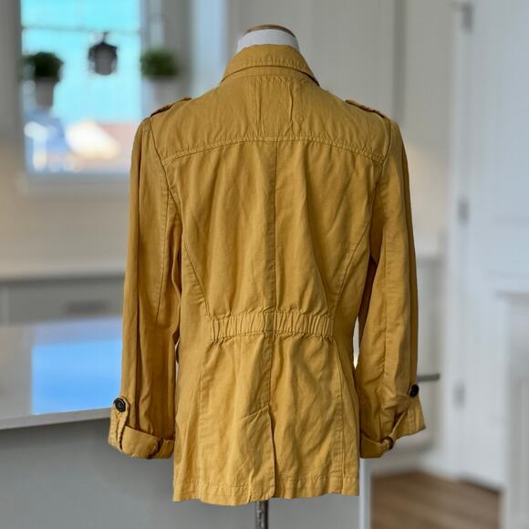 Cartonnier | Anthropologie Brand Nepal Mustard Yellow Linen Blend Utility Jacket - Picture 4 of 6
